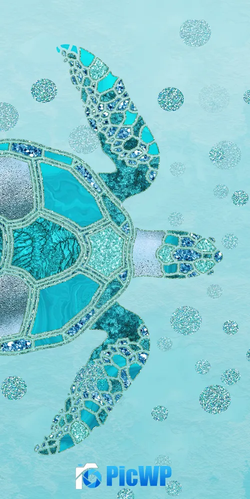 Turtle Turquoise background 3K Mobile Wallpaper