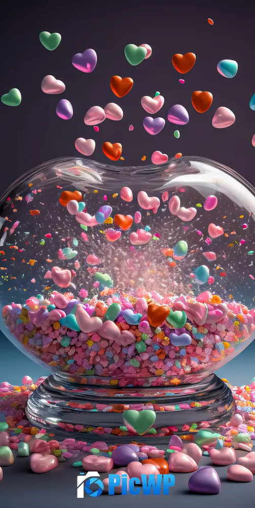 Love hearts Colorful hearts 3K Mobile Wallpaper