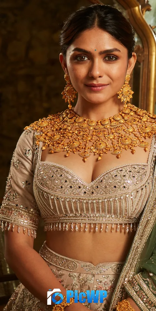Mrunal Thakur Traditional 3K Mobile Wallpaper