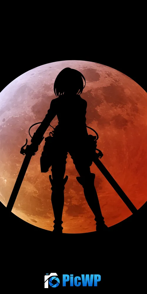 Mikasa Ackerman Black background 3K Mobile Wallpaper