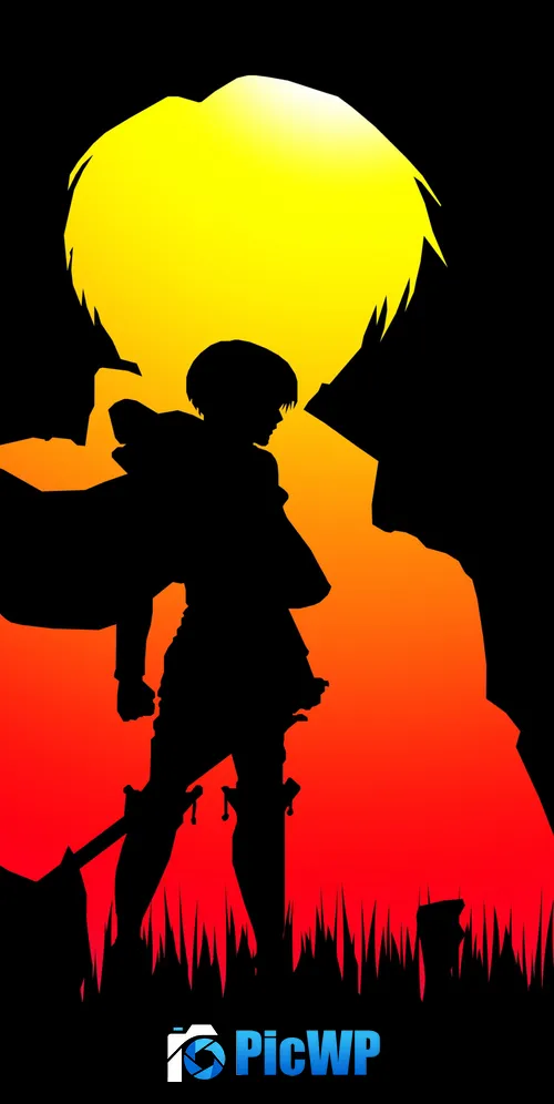 Eren Yeager Silhouette 3K Mobile Wallpaper
