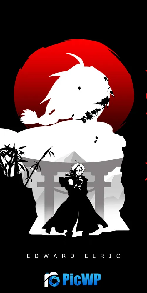 Edward Elric Black background 3K Mobile Wallpaper