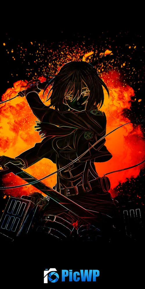 Mikasa Ackerman Attack on Titan AMOLED 3K Mobile Wallpaper