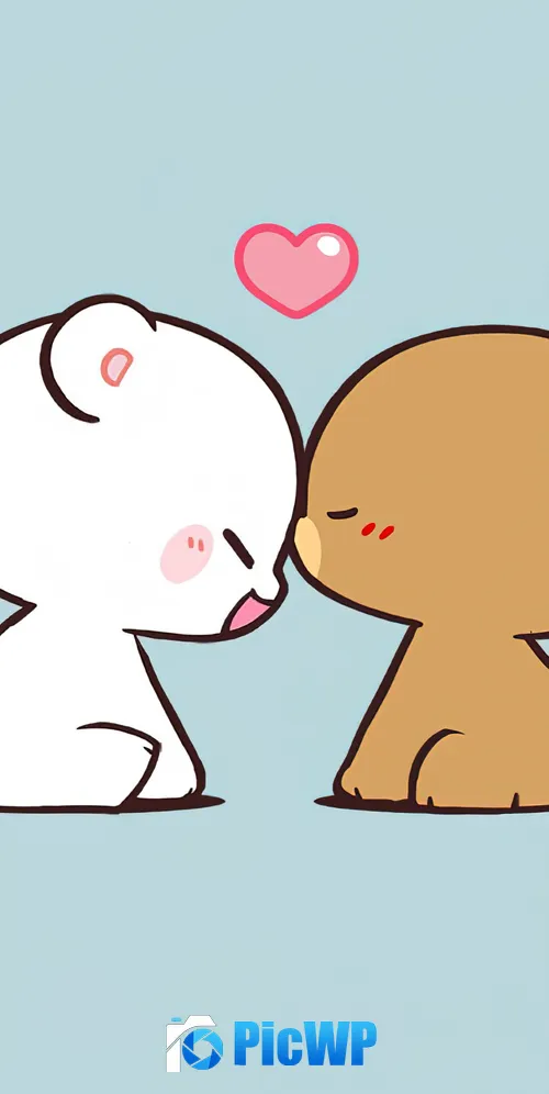 Milk & Mocha Bear Cute Kiss 3K Mobile Wallpaper