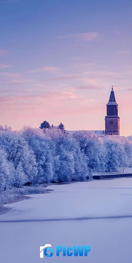 Turku Cathedral Aura River 3K Mobile Wallpaper