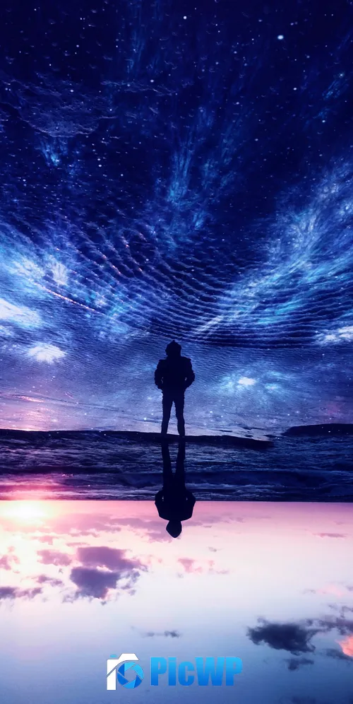 Silhouette Beach 3K Mobile Wallpaper