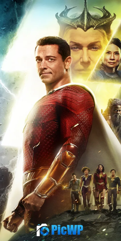 Shazam! Fury of the Gods Zachary Levi as Shazam 3K Mobile Wallpaper