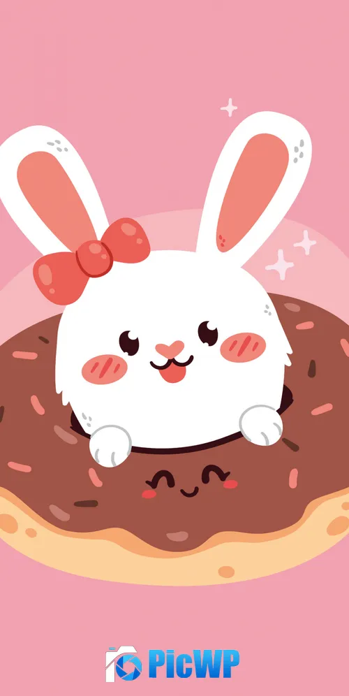 Cute rabbit Kawaii food 3K Mobile Wallpaper