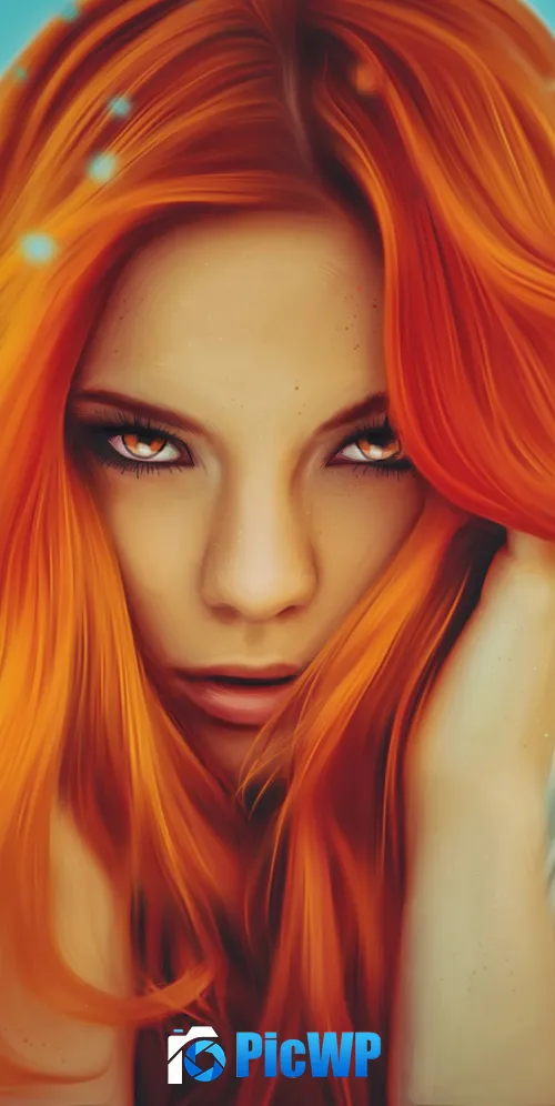 Teen girl Orange hair 3K Mobile Wallpaper