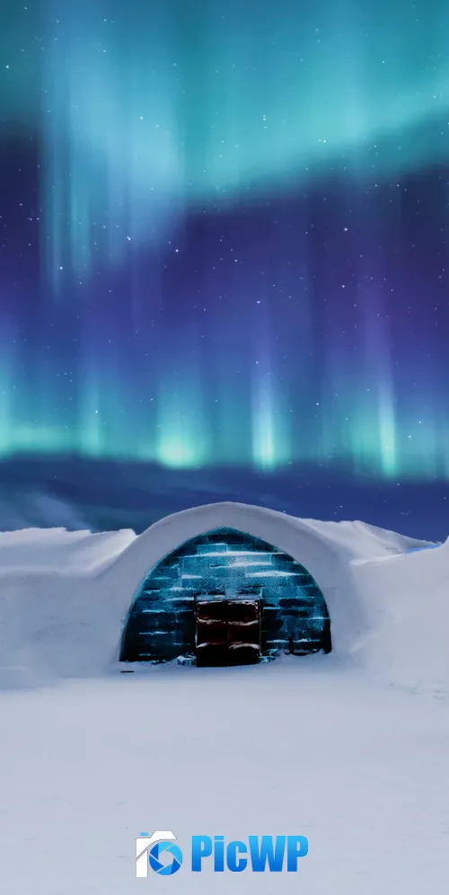 Aurora Borealis Igloo 3K Mobile Wallpaper