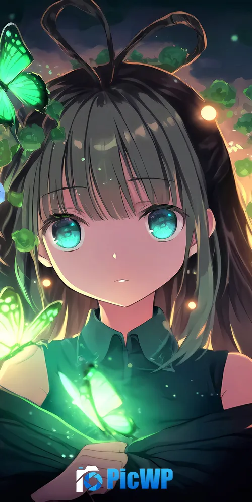 Anime girl Green eyes 3K Mobile Wallpaper