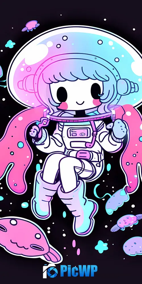 Cute astronaut Kawaii girl 3K Mobile Wallpaper