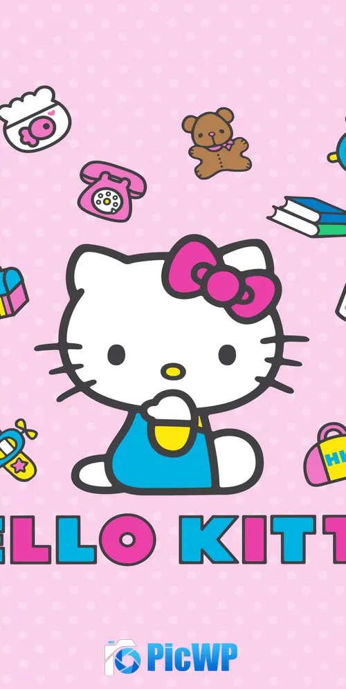 Hello Kitty Pink background 3K Mobile Wallpaper