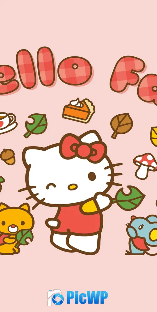 Hello Fall Hello Kitty background 3K Mobile Wallpaper