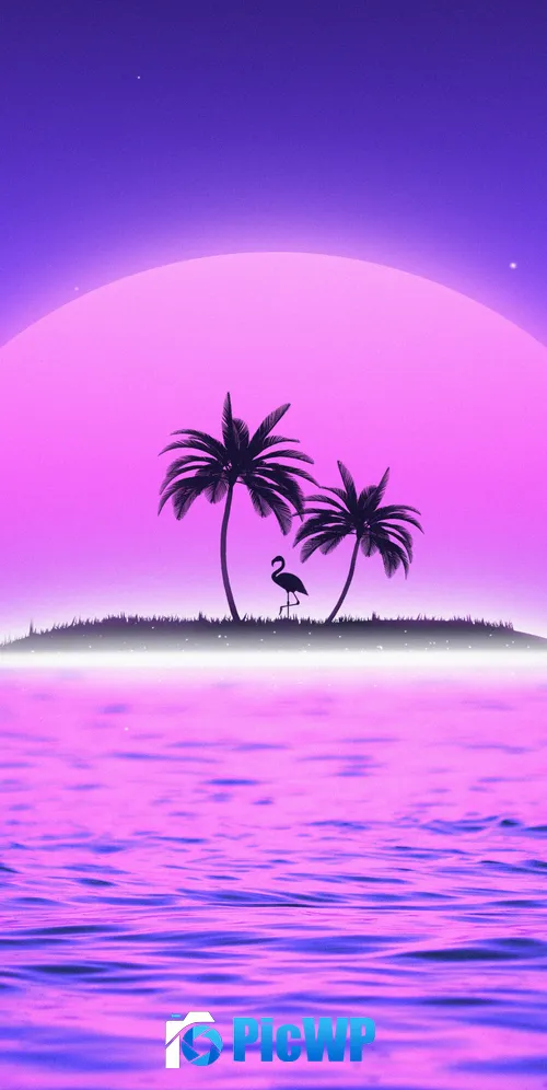 Sunset RetroWave art 3K Mobile Wallpaper