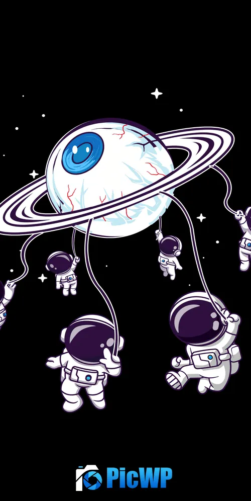 Astronauts Weirdcore 3K Mobile Wallpaper