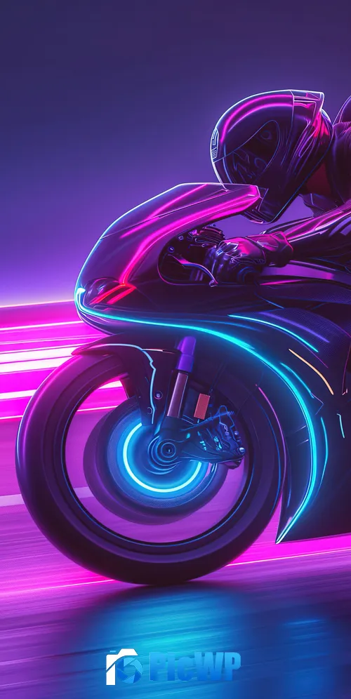 Biker Neon background 3K Mobile Wallpaper