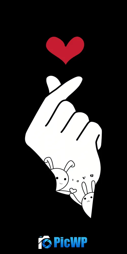 Finger heart AMOLED 3K Mobile Wallpaper