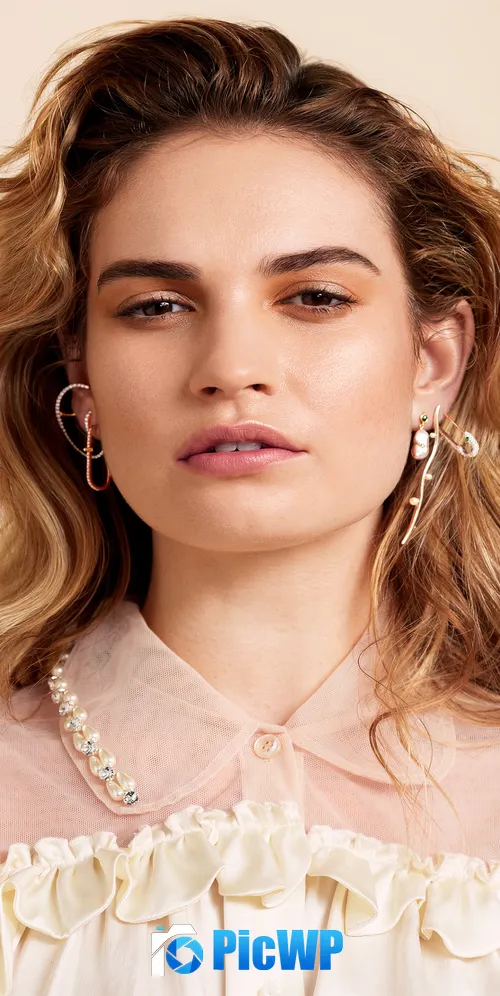 Lily James Allure 3K Mobile Wallpaper