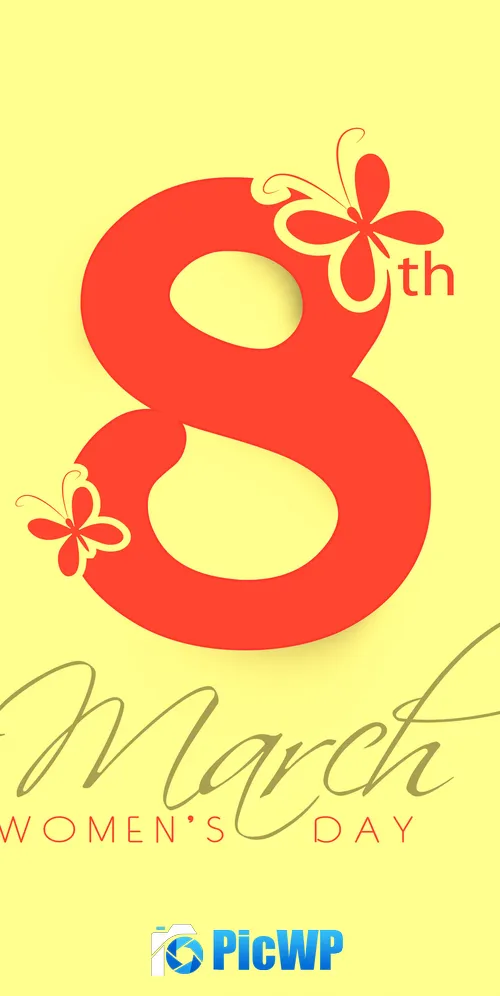 March 8th Women's Day Yellow background 3K Mobile Wallpaper