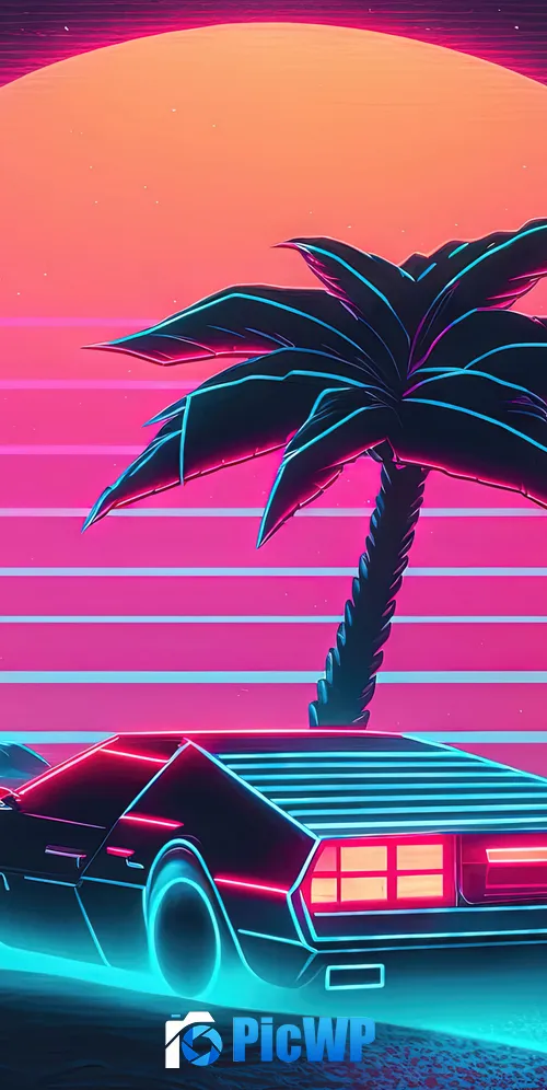 Neon Outrun 3K Mobile Wallpaper