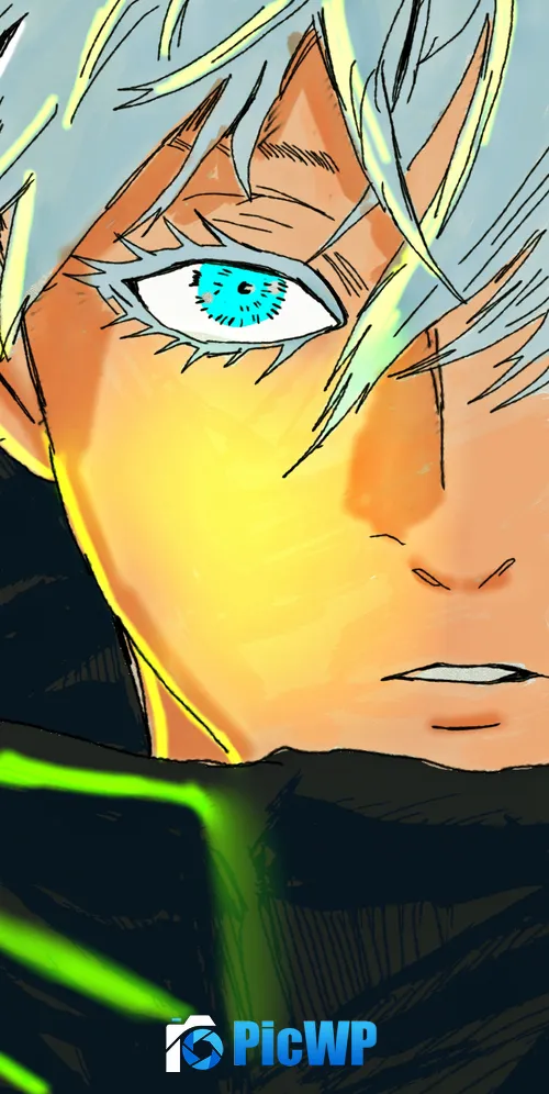 Satoru Gojo Green background 3K Mobile Wallpaper