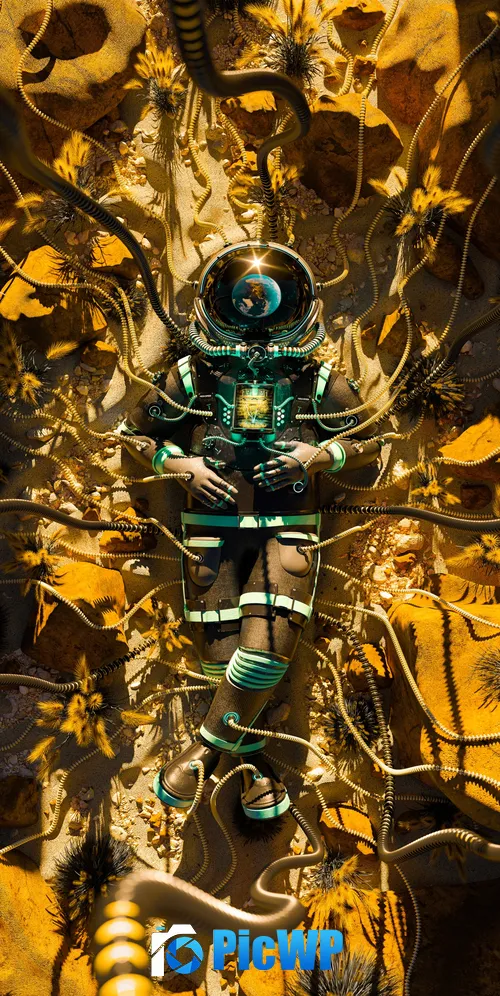 Cyborg Astronaut 3K Mobile Wallpaper