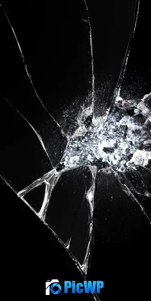 Shattered glass Dark background 3K Mobile Wallpaper