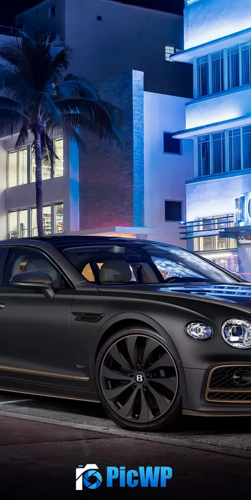 Bentley Flying Spur Hybrid Neon lights 3K Mobile Wallpaper
