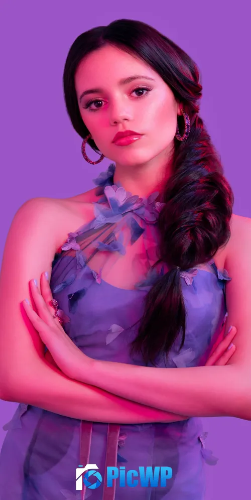 Jenna Ortega Purple 3K Mobile Wallpaper