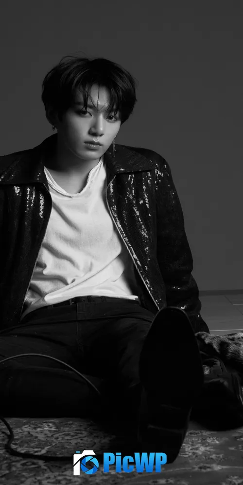 Jungkook Monochrome 3K Mobile Wallpaper