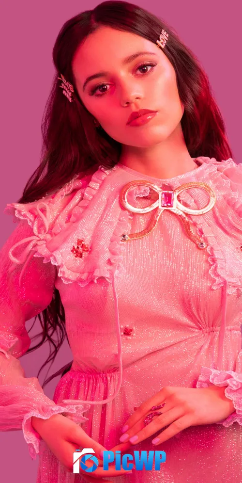 Jenna Ortega Pink 3K Mobile Wallpaper