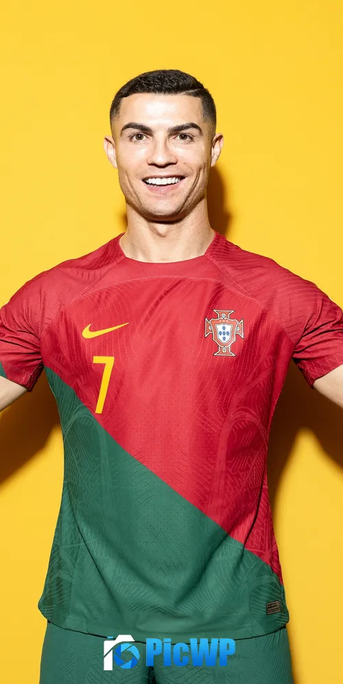 Cristiano Ronaldo Yellow background 3K Mobile Wallpaper