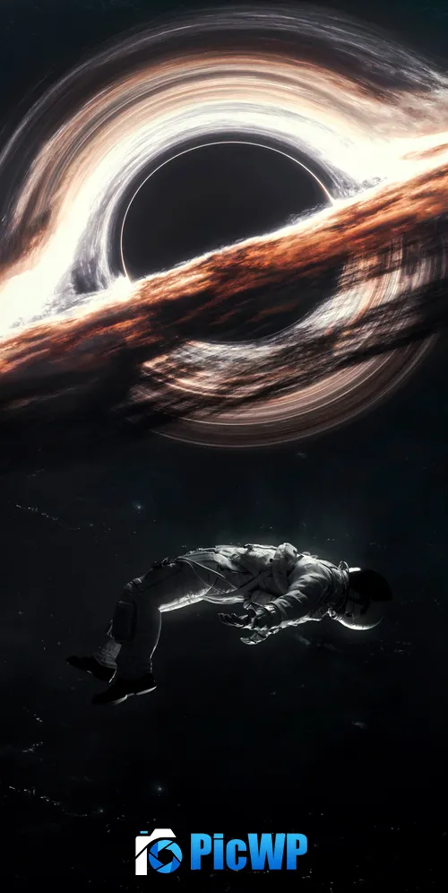 Gargantua black hole Astronaut 3K Mobile Wallpaper
