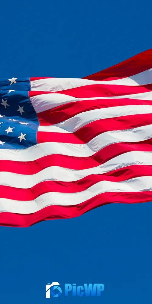 Flag of USA Blue Sky 3K Mobile Wallpaper