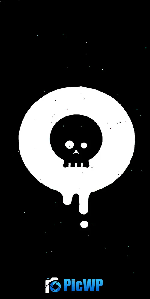Drippy skull Black abstract 3K Mobile Wallpaper