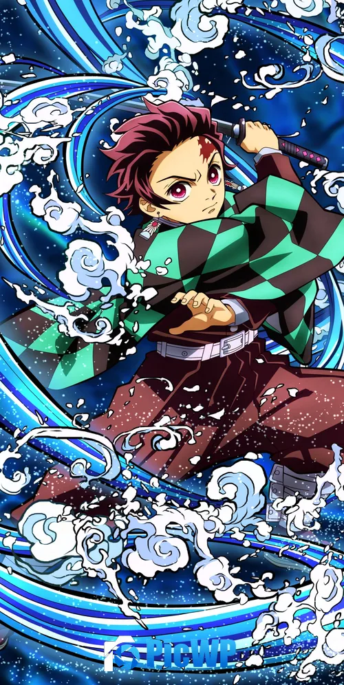 Demon Slayer Tanjiro Kamado Water Breathing 3K Mobile Wallpaper