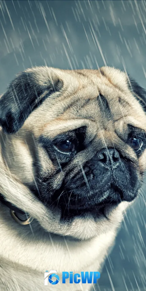 Sad Pug Sad dog 3K Mobile Wallpaper