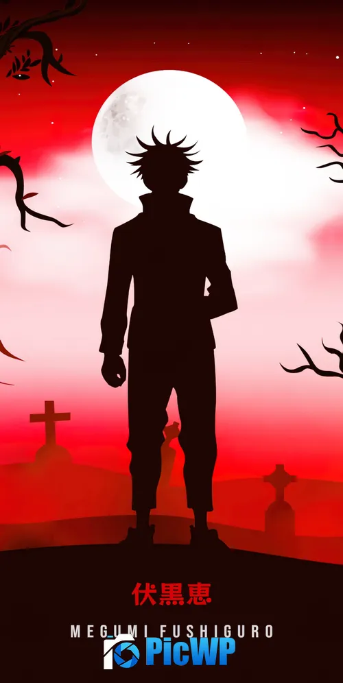 Megumi Fushiguro Silhouette 3K Mobile Wallpaper