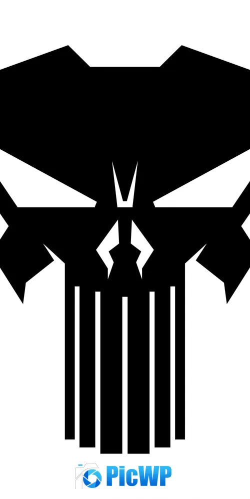 The Punisher logo White background 3K Mobile Wallpaper
