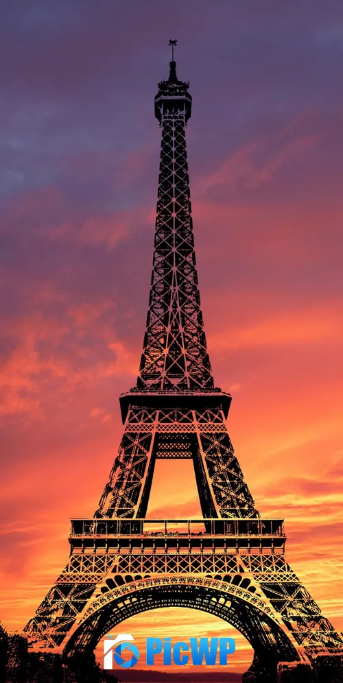 Eiffel Tower Sunset 3K Mobile Wallpaper