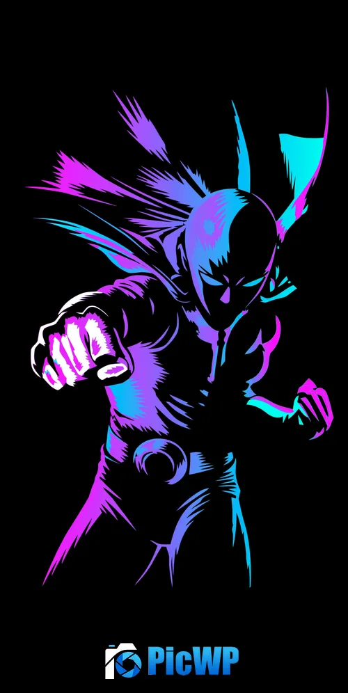Saitama Neon art 3K Mobile Wallpaper