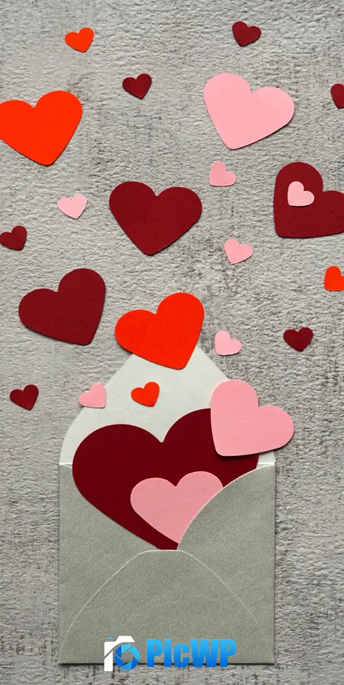 Red hearts Paper hearts 3K Mobile Wallpaper