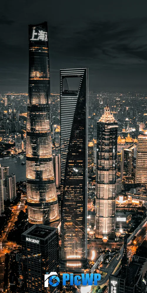 Shanghai City Dark aesthetic 3K Mobile Wallpaper