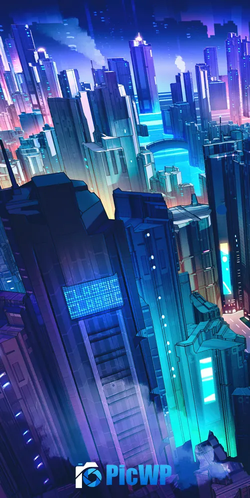 Neon city Futuristic city 3K Mobile Wallpaper