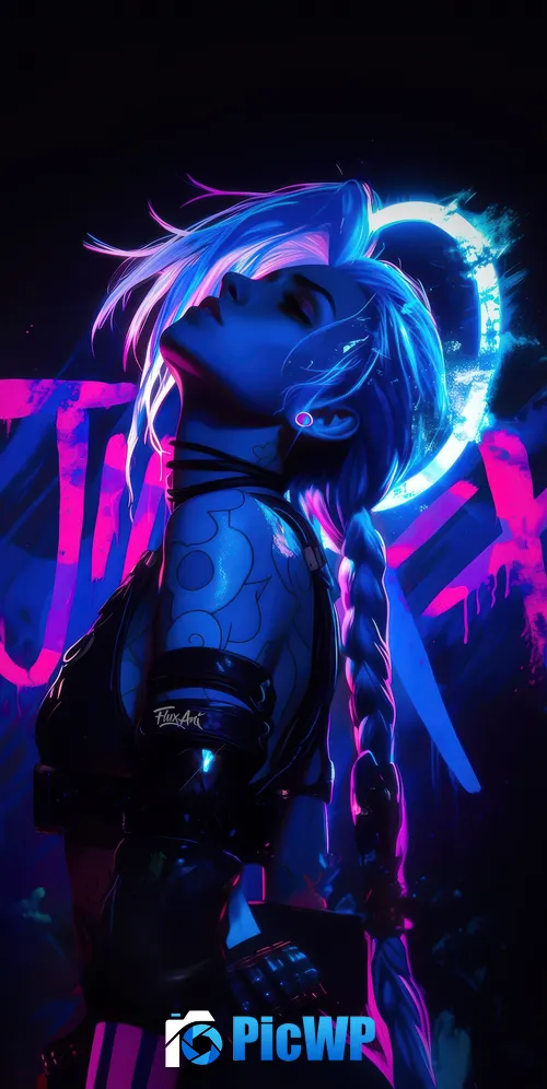 Jinx Neon art 3K Mobile Wallpaper