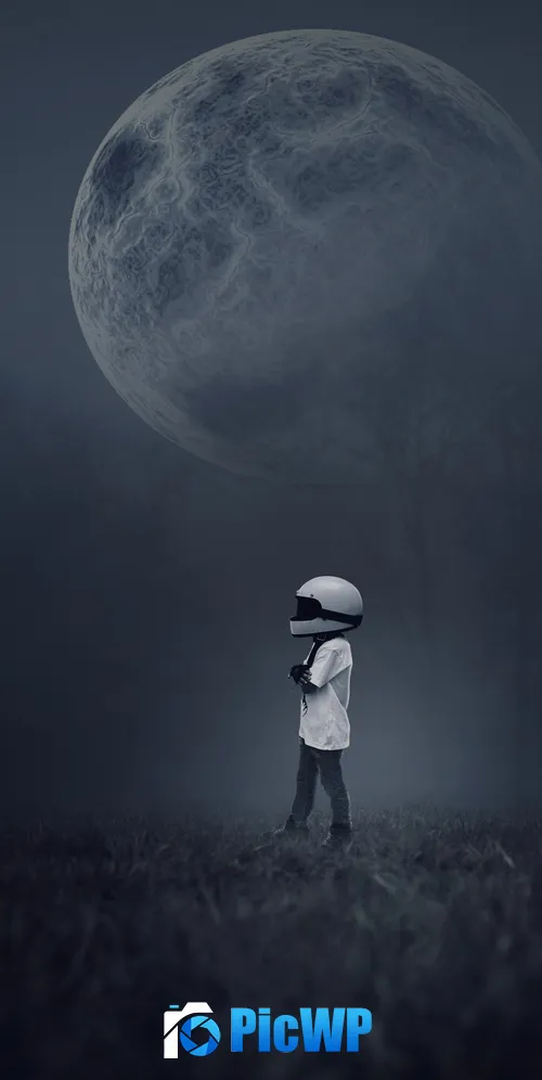 Moon Alone 3K Mobile Wallpaper