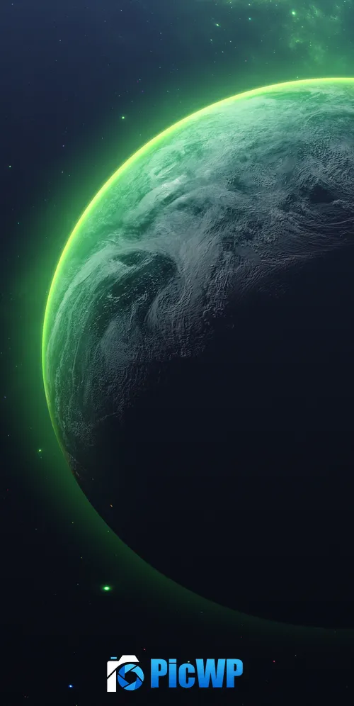Green planet Orbit 3K Mobile Wallpaper