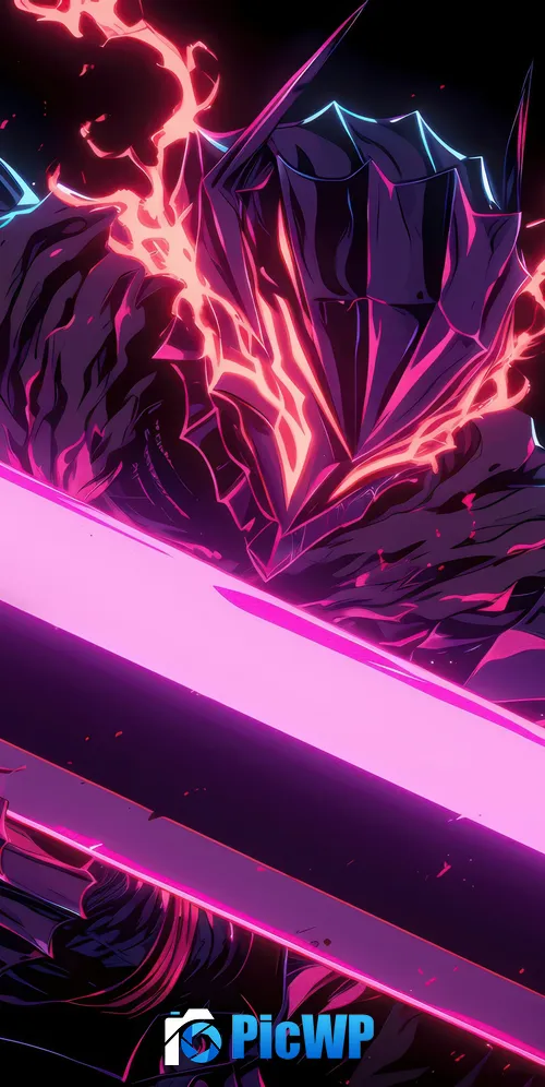 Guts (Berserk) Neon art 3K Mobile Wallpaper