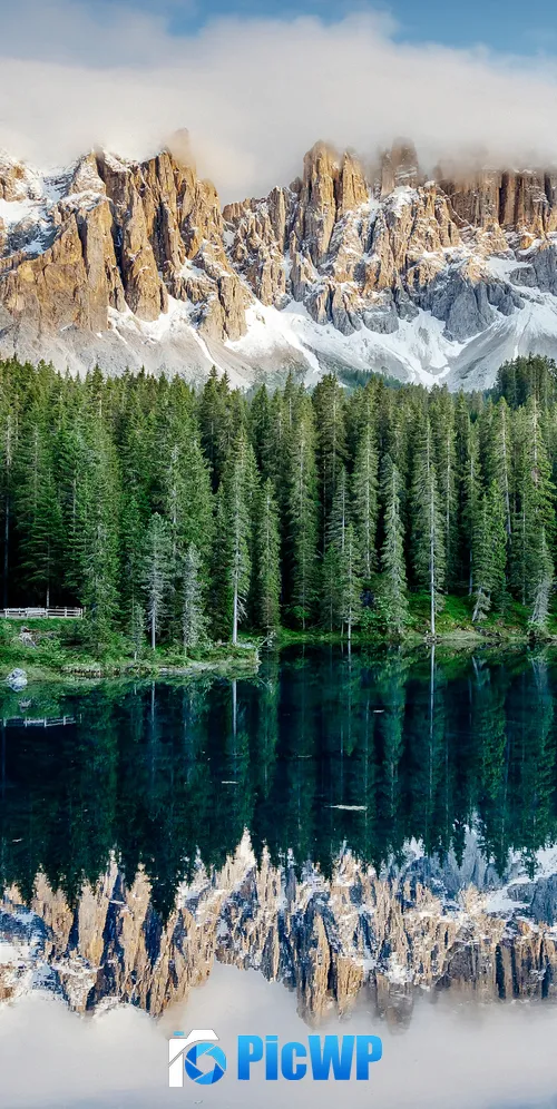 Karersee Lake Dolomite mountains 3K Mobile Wallpaper